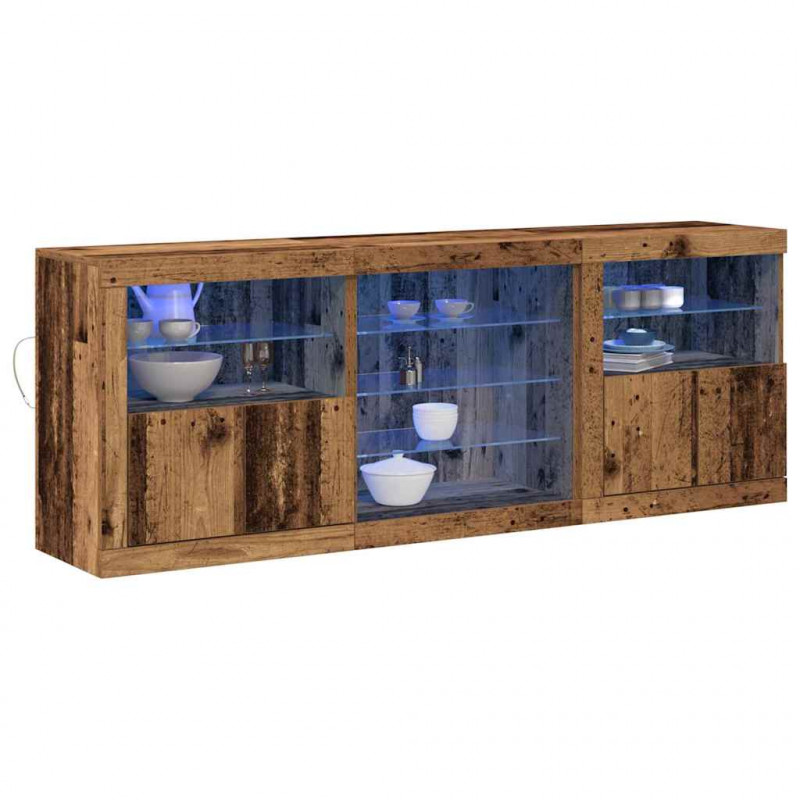 Komoda LED Ze LED Lights Stare drewno 181,5 x 37 x 67 cm