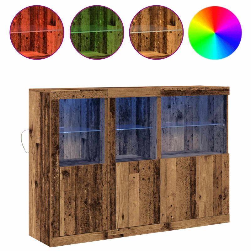 Komoda LED Ze LED Lights Stare drewno 142,5 x 37 x 100 cm