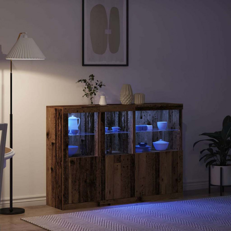 Komoda LED Ze LED Lights Stare drewno 142,5 x 37 x 100 cm