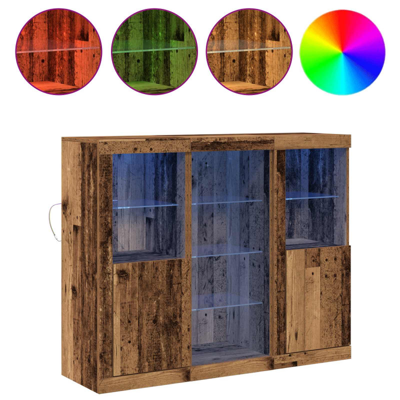 Komoda LED Ze LED Lights Stare drewno 123 x 37 x 100 cm