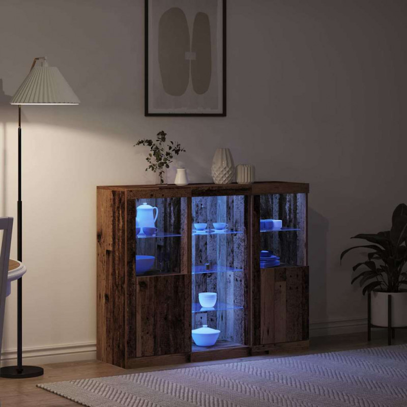 Komoda LED Ze LED Lights Stare drewno 123 x 37 x 100 cm
