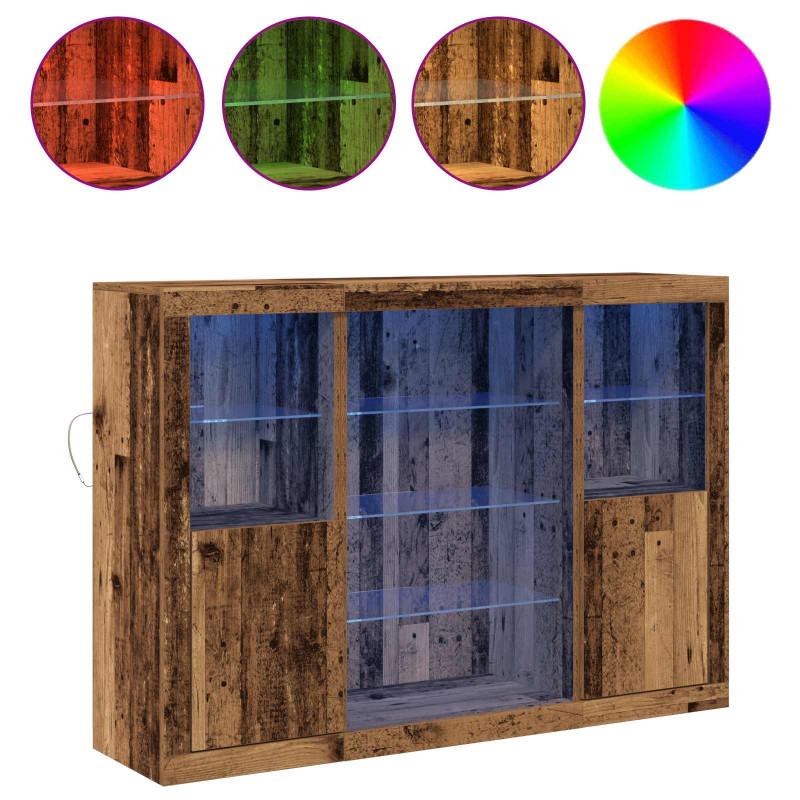 Komoda LED Ze LED Lights Stare drewno 142,5 x 37 x 100 cm