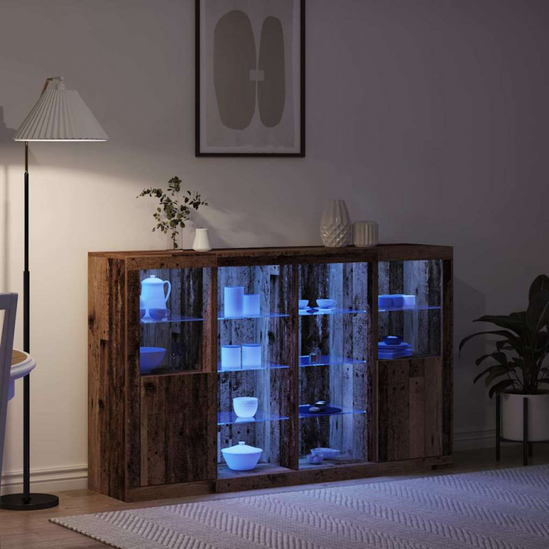 Komoda LED Ze LED Lights Stare drewno 163 x 37 x 100 cm