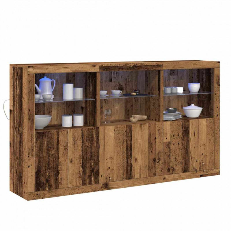 Komoda LED Ze LED Lights Stare drewno 181,5 x 37 x 100 cm