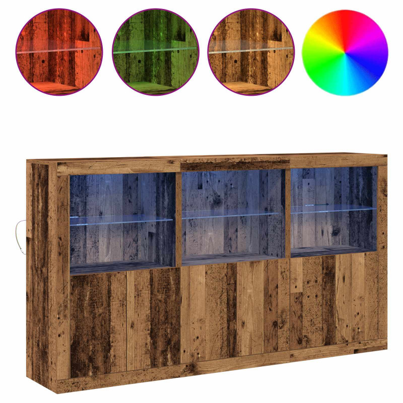 Komoda LED Ze LED Lights Stare drewno 181,5 x 37 x 100 cm