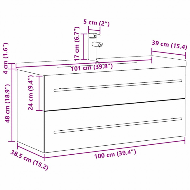 Szafka pod umywalkę z szufladą 2 pcs Stare drewno