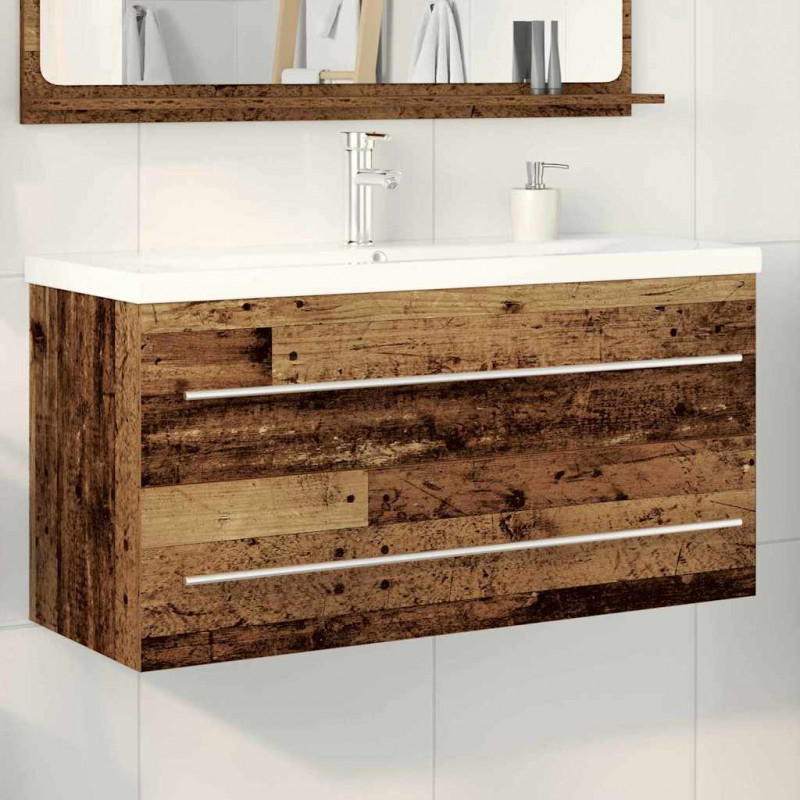 Szafka pod umywalkę 2 pcs Stare drewno 100 x 38,5 x 48 cm