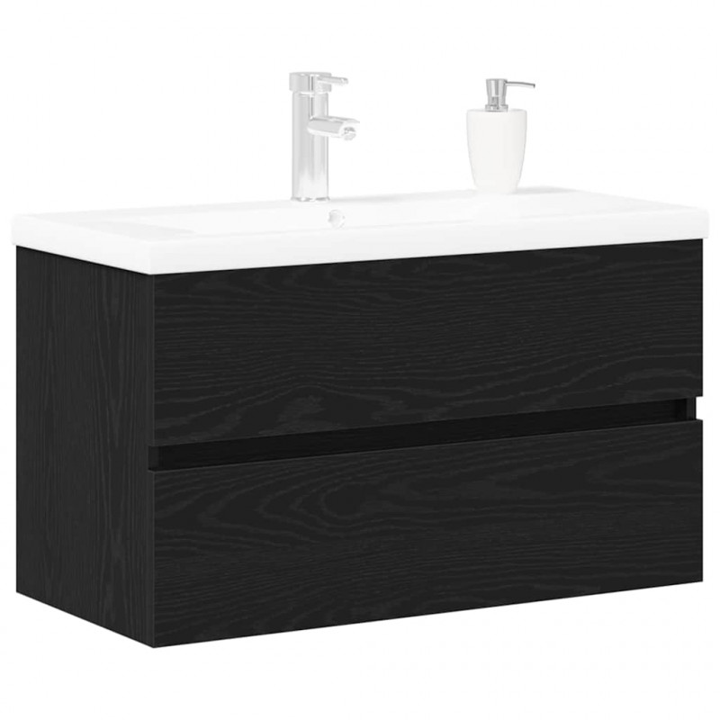Szafka pod umywalkę z drzwiami Czarny Dąb 80 x 39 x 62 cm
