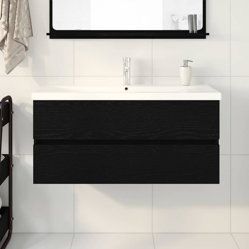 Szafka pod umywalkę z drzwiami Czarny Dąb 100 x 39 x 62 cm