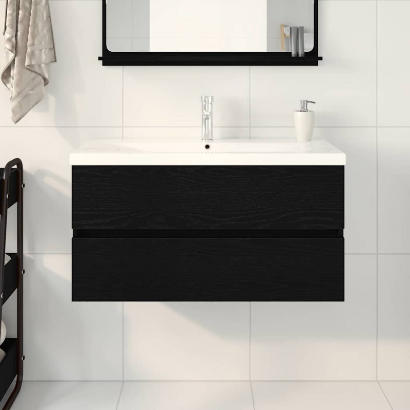 Szafka pod umywalkę z drzwiami Czarny Dąb 80 x 39 x 62 cm