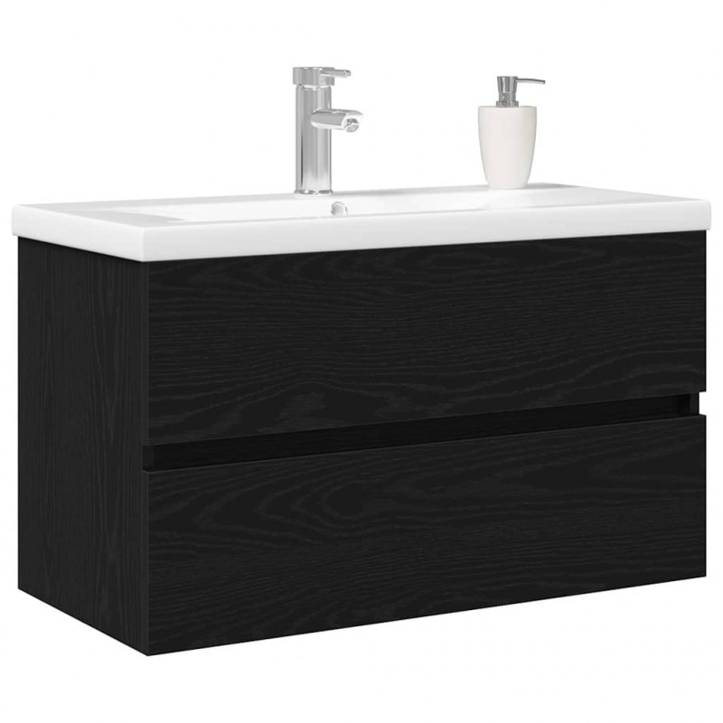 Szafka pod umywalkę z drzwiami Czarny Dąb 80 x 39 x 62 cm