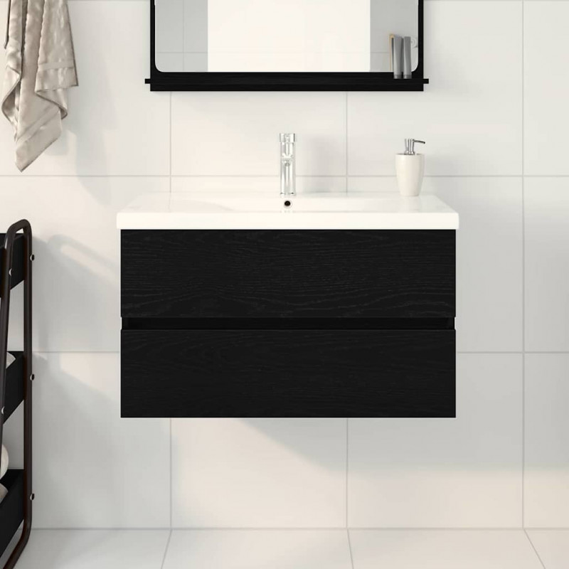 Szafka pod umywalkę z drzwiami Czarny Dąb 80 x 39 x 62 cm
