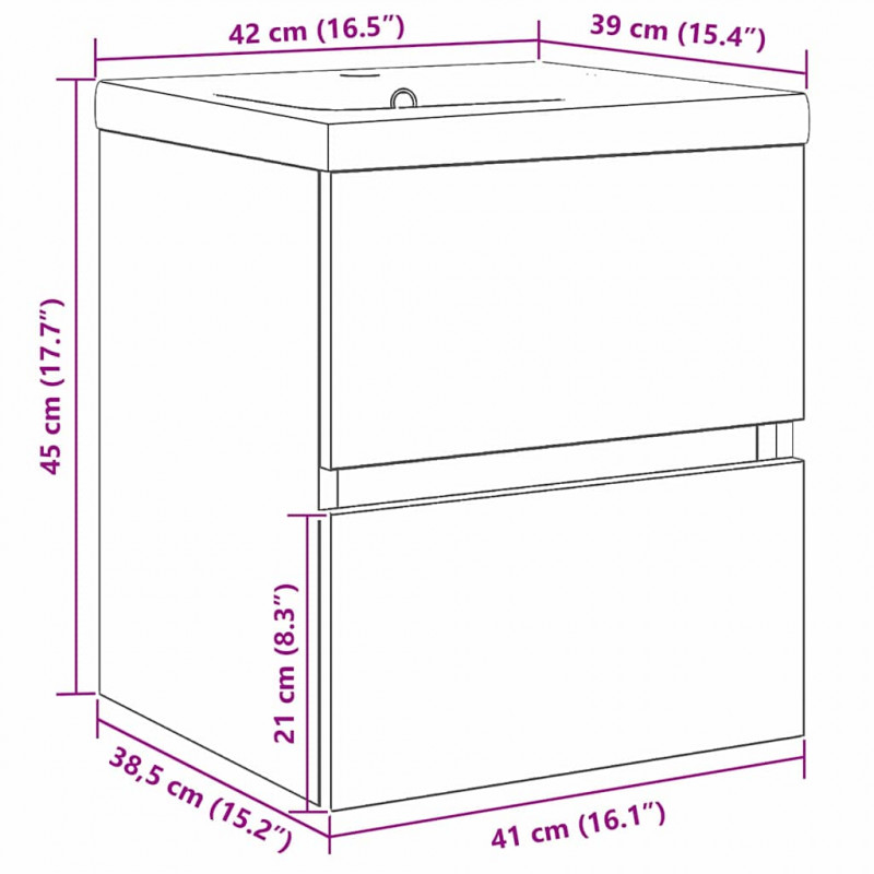 Szafka pod umywalkę z drzwiami Czarny Dąb 80 x 39 x 62 cm
