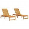 Leżak 2 pcs Brązowy 202 x 53 x 89 cm Lite Drewno Akacji