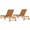 Leżak 2 pcs Brązowy 202 x 53 x 89 cm Lite Drewno Akacji