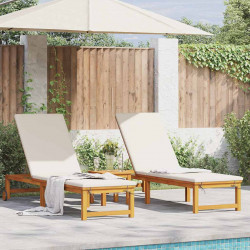 Leżak 2 pcs Brązowy 202 x 53 x 89 cm Lite Drewno Akacji