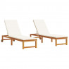 Leżak 2 pcs Brązowy 202 x 53 x 89 cm Lite Drewno Akacji