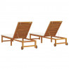 Leżak 2 pcs Brązowy 202 x 53 x 89 cm Lite Drewno Akacji