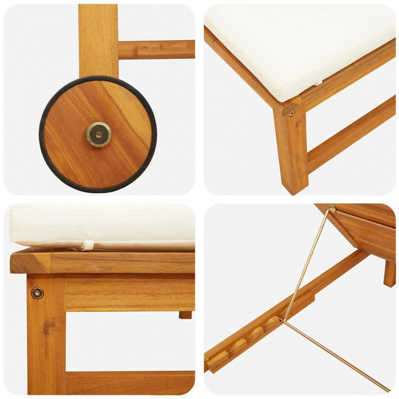 Leżak 2 pcs Brązowy 202 x 53 x 89 cm Lite Drewno Akacji