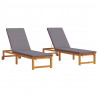 Leżak 2 pcs Brązowy 202 x 53 x 89 cm Lite Drewno Akacji