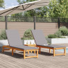 Leżak 2 pcs Brązowy 202 x 53 x 89 cm Lite Drewno Akacji
