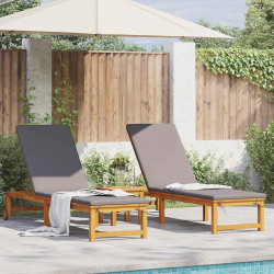 Leżak 3 pcs Brązowy Lite Drewno Akacji