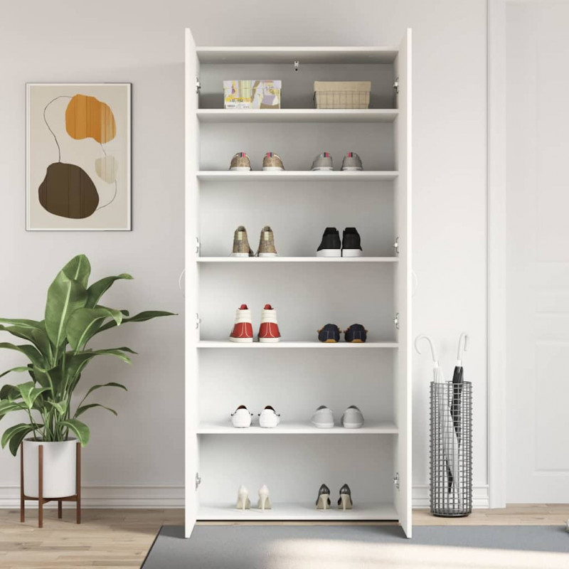Szafka na buty Biały 80 x 35.5 x 180 cm Materiał drewnopochodny