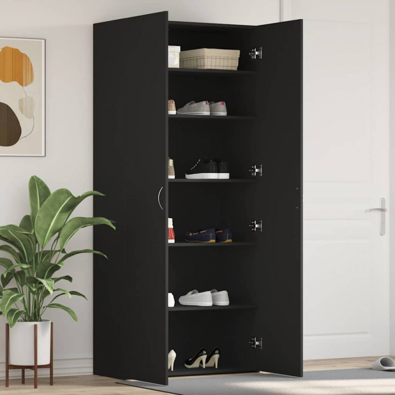 Szafka na buty z półką z drzwiami Czarny 80 x 35.5 x 180 cm