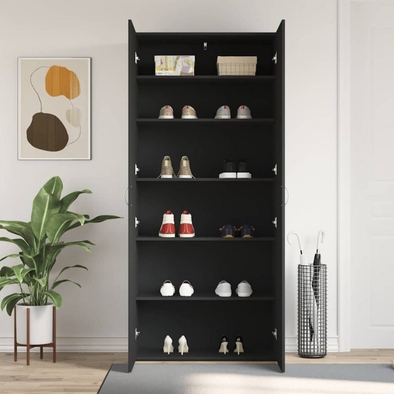 Szafka na buty z półką z drzwiami Czarny 80 x 35.5 x 180 cm