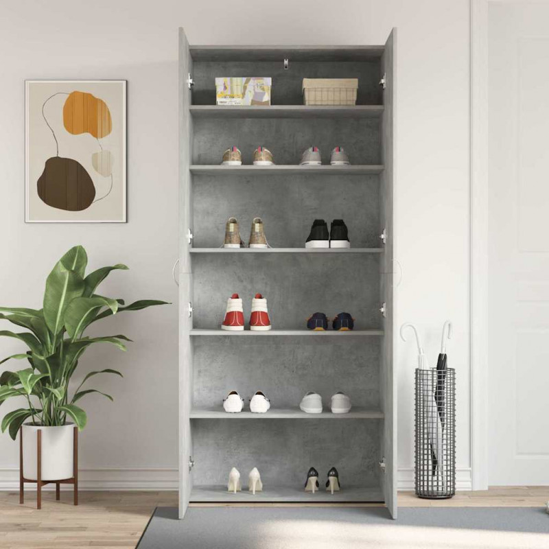 Szafka na buty Szary 80 x 35.5 x 180 cm Materiał drewnopochodny
