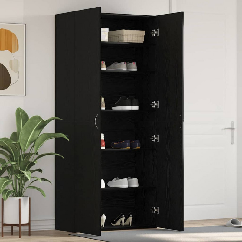 Szafka na buty z półką z drzwiami Czarny 80 x 35.5 x 180 cm
