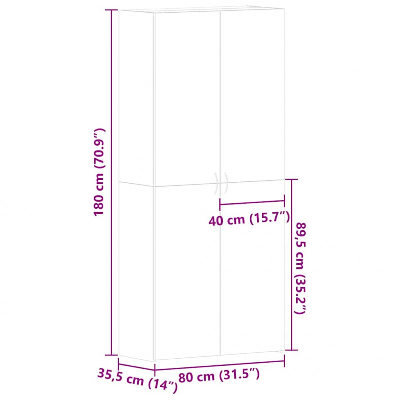 Szafka na buty z półką z drzwiami Czarny 80 x 35.5 x 180 cm