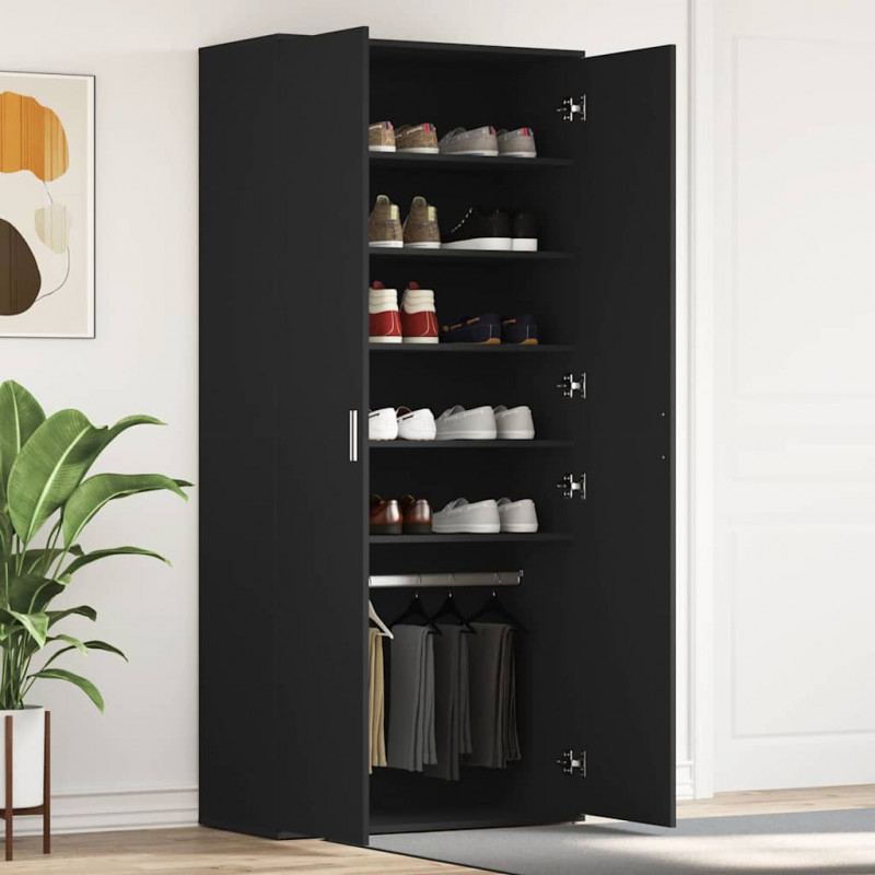 Szafka na buty Czarny 80 x 39 x 178 cm Materiał drewnopochodny