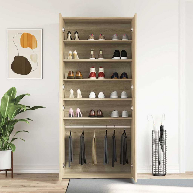 Szafka na buty z półką z drzwiami Dąb Sonoma 80 x 39 x 178 cm