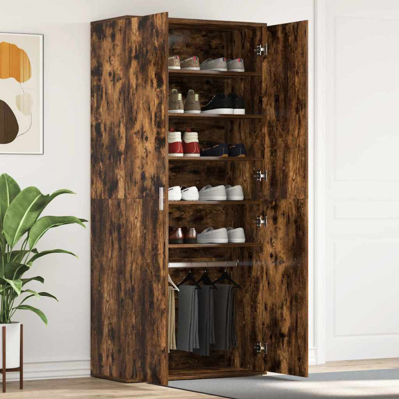 Szafka na buty z półką z drzwiami Dąb wędzony 80 x 39 x 178 cm