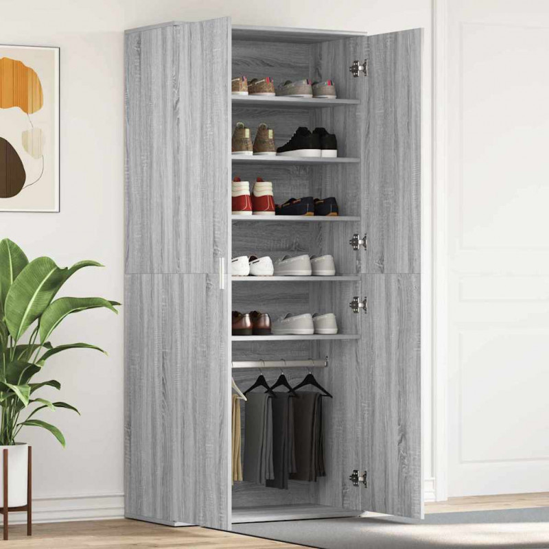 Szafka na buty z półką z drzwiami Szary Sonoma 80 x 39 x 178 cm