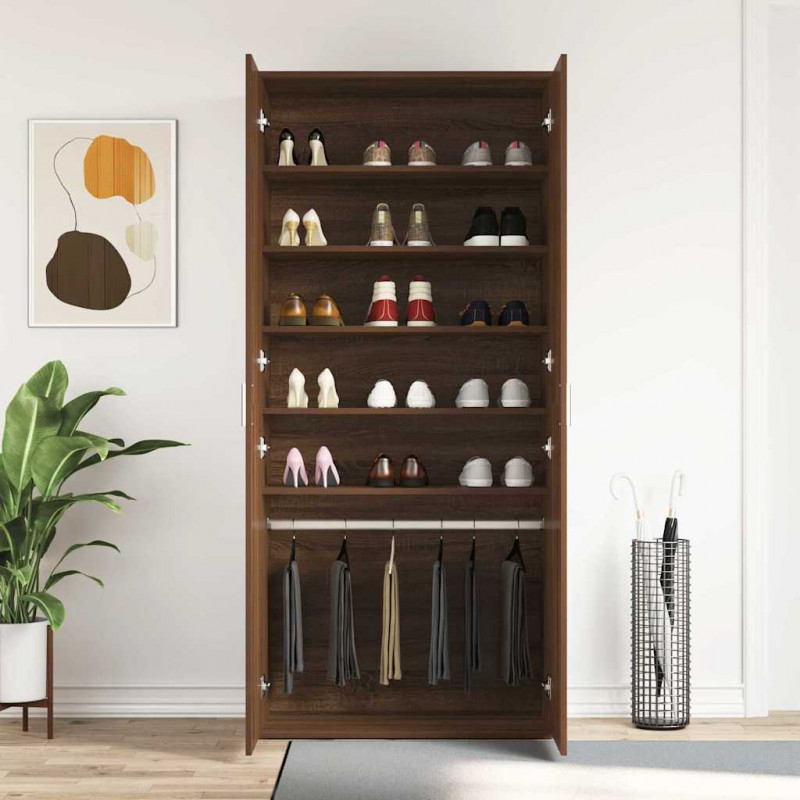 Szafka na buty z półką z drzwiami Brązowy dąb 80 x 39 x 178 cm