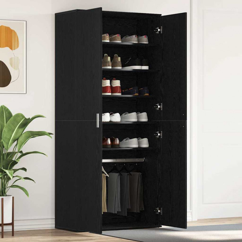 Szafka na buty z półką z drzwiami Czarny Dąb 80 x 39 x 178 cm