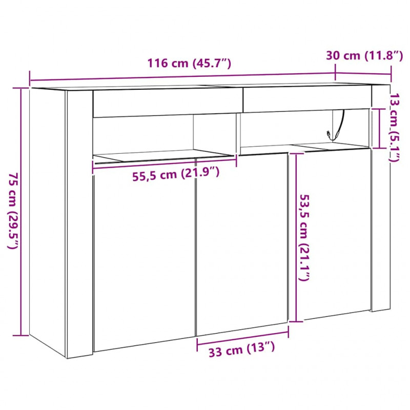 Bufet Stare drewno 116 x 30 x 75 cm Materiał drewnopochodny