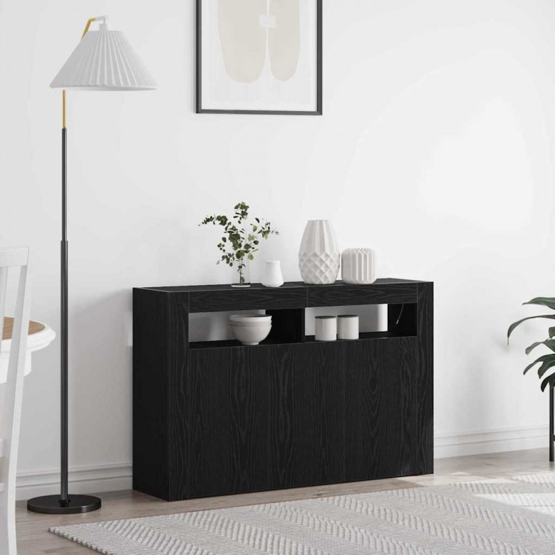 Bufet Czarny Dąb 116 x 30 x 75 cm Materiał drewnopochodny