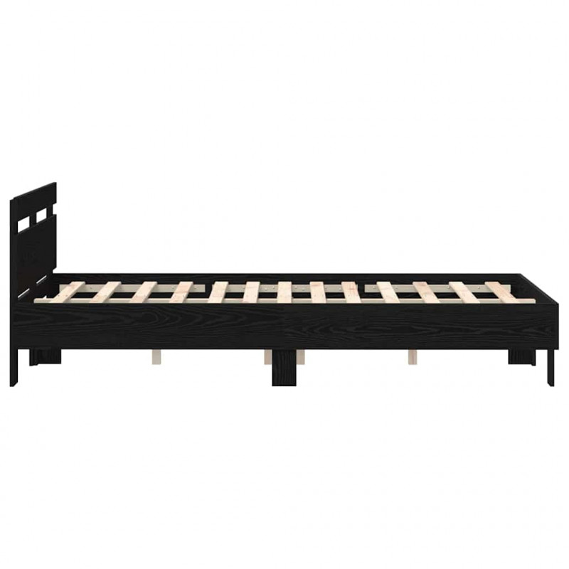 Ramka łóżka Czarny Dąb 135 x 190 cm Materiał drewnopochodny