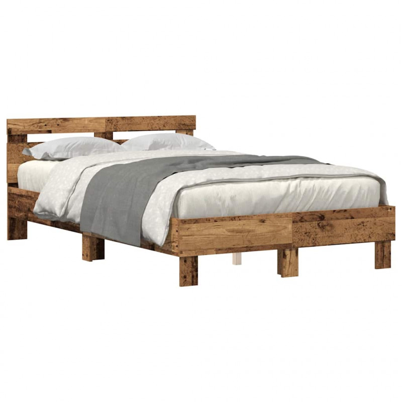 Ramka łóżka Stare drewno 120 x 190 cm Materiał drewnopochodny