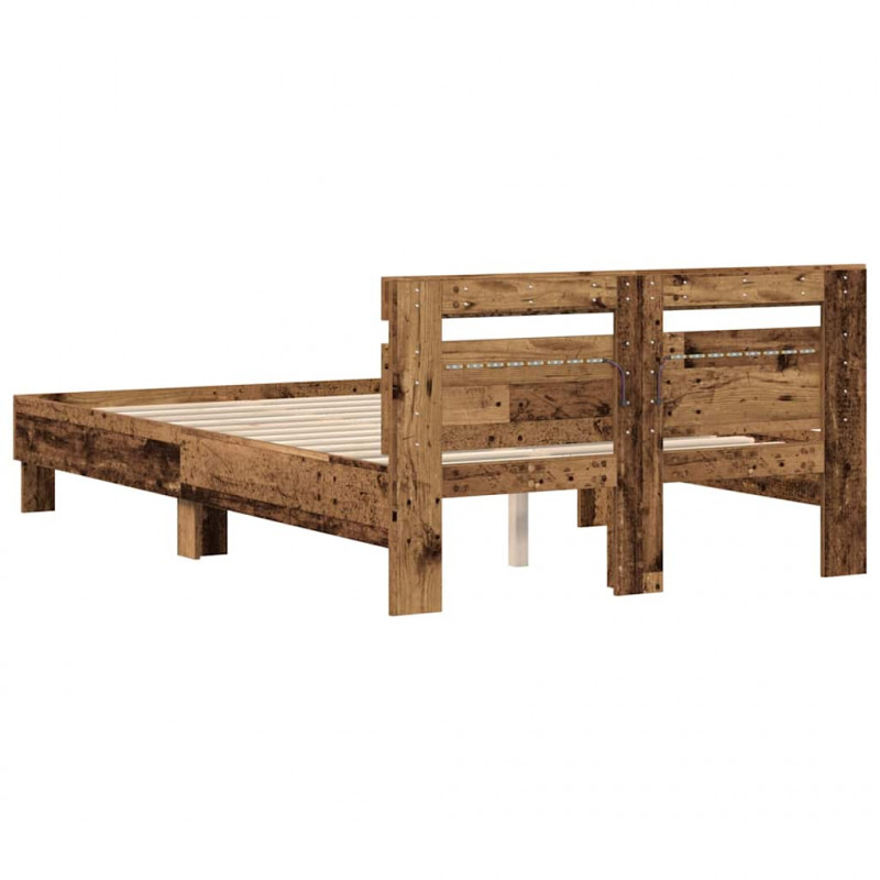 Ramka łóżka Stare drewno 120 x 190 cm Materiał drewnopochodny
