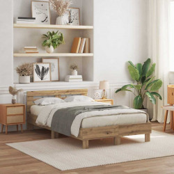 Ramka łóżka z LED Z zagłówkiem Dąb rzemieślniczy 120 x 190 cm