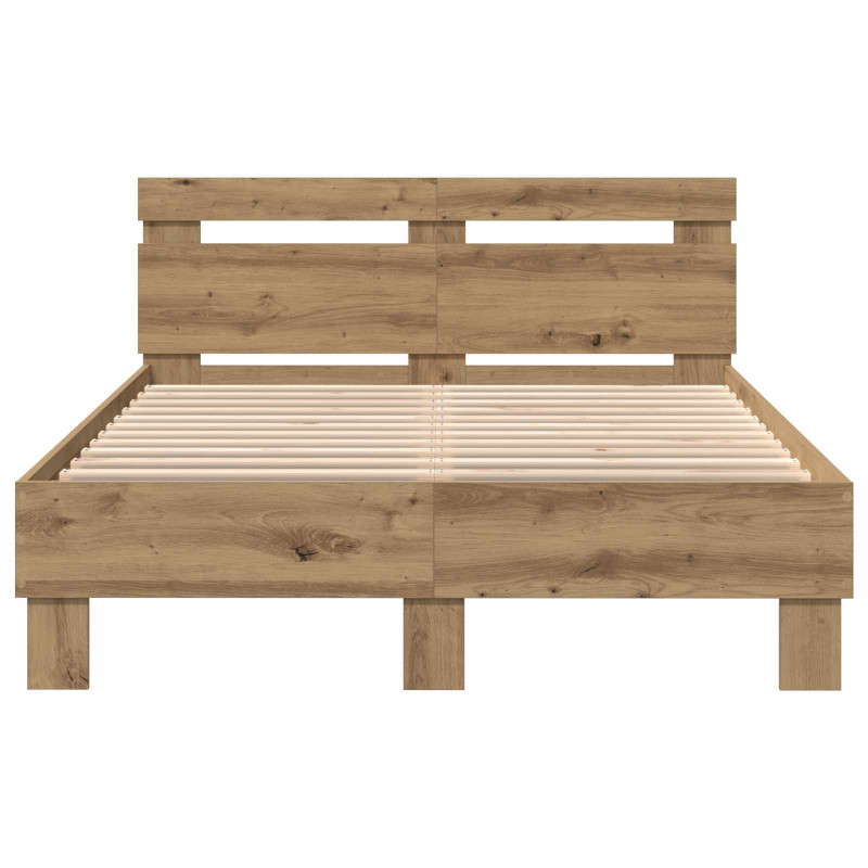 Ramka łóżka z LED Z zagłówkiem Dąb rzemieślniczy 120 x 190 cm