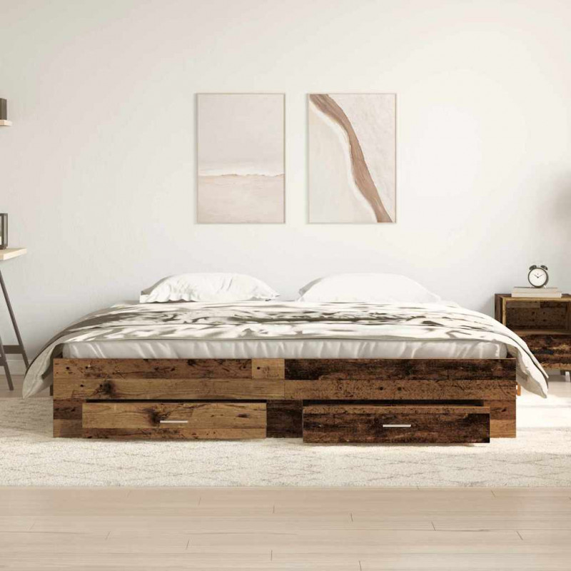Ramka łóżka Stare drewno 180 x 200 cm Materiał drewnopochodny