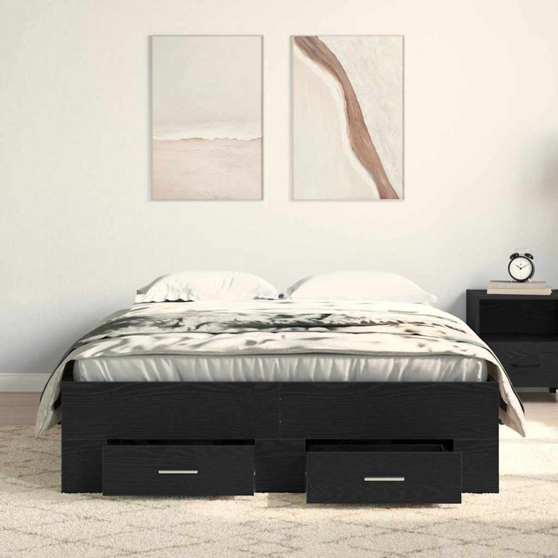 Ramka łóżka Czarny Dąb 120 x 200 cm Materiał drewnopochodny