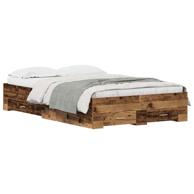 Ramka łóżka Stare drewno 120 x 190 cm Materiał drewnopochodny