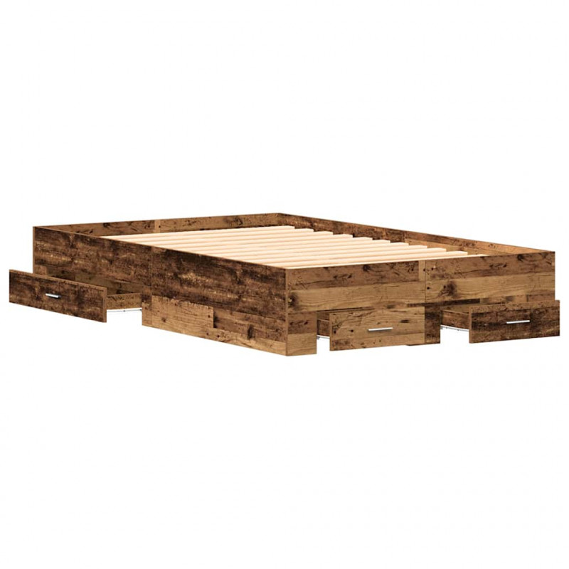 Ramka łóżka Stare drewno 120 x 190 cm Materiał drewnopochodny
