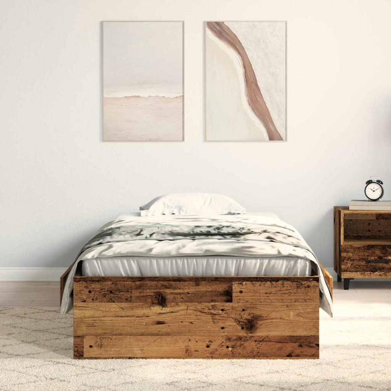 Ramka łóżka Stare drewno 100 x 200 cm Materiał drewnopochodny